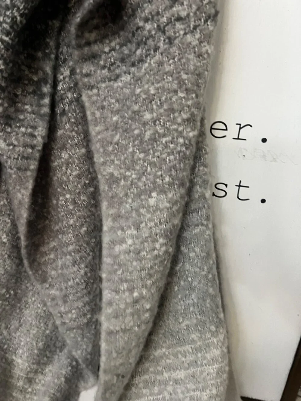 MER SEA Gray Fringe Wrap Scarf oversized 21